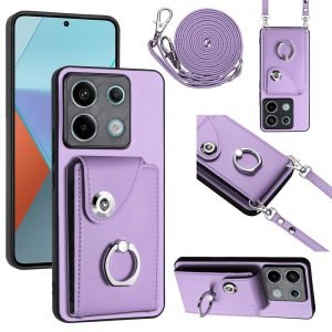 PU Leather Wallet Case for Xiaomi Redmi Note 13, Pro, Plus 4G 5G with Crossbody Strap Lanyard Case